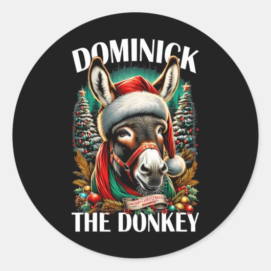 Dominick De Ezel Grappige Kerst Italiaanse Christu Ronde Sticker (Voorkant)