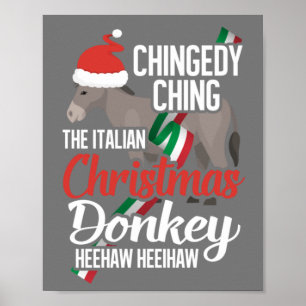 Dominick The Kerstman Donkey Italiaans kerstcadeau Poster