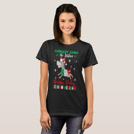 Dominick The Kerstman Donkey-Italiaans T-shirt (Voorkant volledig)