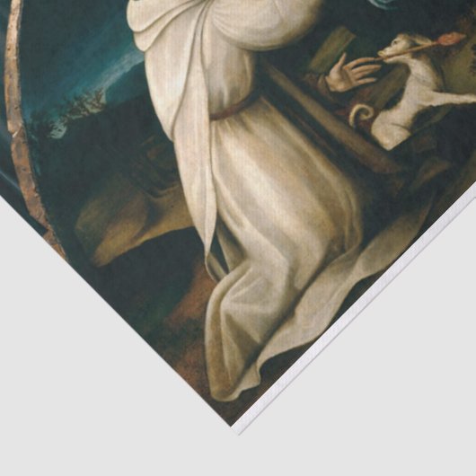 Dominicus ontvangt rozenkrans van Plautilla Nelli Tissuepapier (Detail)