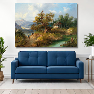 Dominik Schufried Een Bergachtig Landschap met... Canvas Afdruk