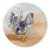 Dominique Chicken Rooster Waterverf Artwork Keramische Knop (Voorkant)