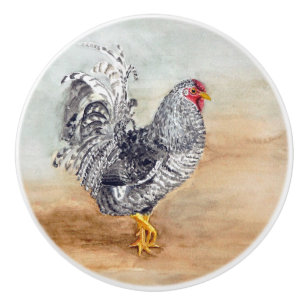 Dominique Chicken Rooster Waterverf Artwork Keramische Knop
