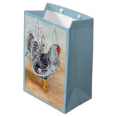 Dominique Chicken Rooster Waterverf Artwork Medium Cadeauzakje (Achterkant Gekanteld)