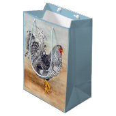 Dominique Chicken Rooster Waterverf Artwork Medium Cadeauzakje (Voorkant Gekanteld)