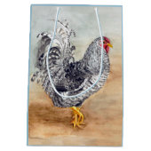 Dominique Chicken Rooster Waterverf Artwork Medium Cadeauzakje (Achterkant)