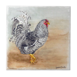Dominique Chicken Rooster Waterverf Artwork Tegeltje