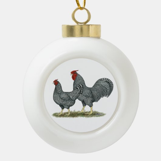 Dominique Chickens Keramische Bal Ornament (Voorkant)