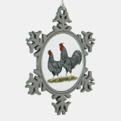 Dominique Chickens Tin Sneeuwvlok Ornament (Links)