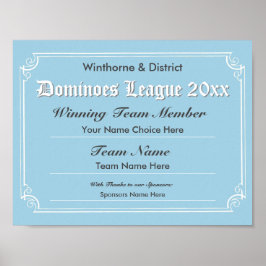 Domino Competitie Certificaat Poster