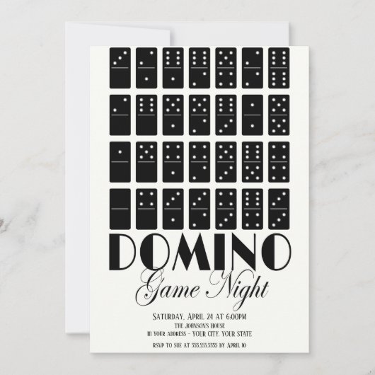 Domino Game Nachtuitnodiging Kaart (Voorkant)