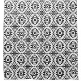 Domino Geometric Tegel Print Pattern Black & White Douchegordijn (Voorkant)