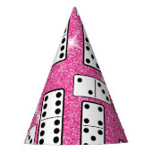 Domino Pieces Dominoes Board Game Pink Glitter Feesthoedjes (Voorkant)
