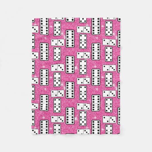 Domino Pieces Dominoes Board Game Pink Glitter Fleece Deken (Voorkant)