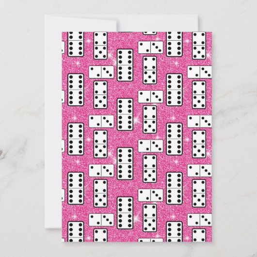 Domino Pieces Dominoes Board Game Pink Glitter Kaart (Voorkant)