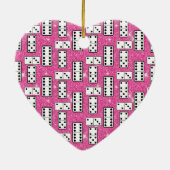 Domino Pieces Dominoes Board Game Pink Glitter Keramisch Ornament (Achterkant)