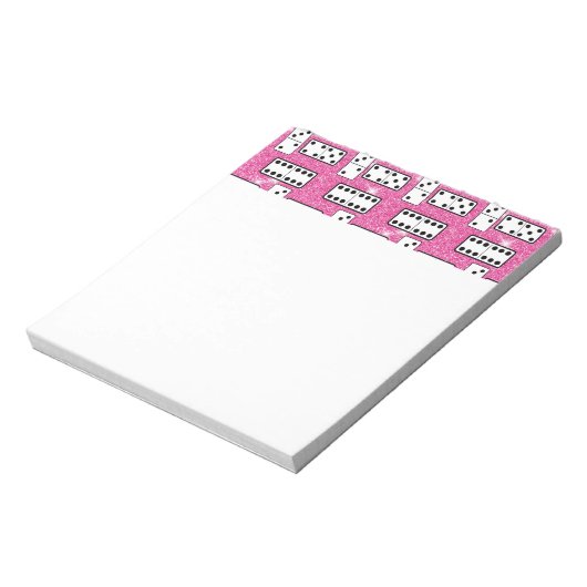 Domino Pieces Dominoes Board Game Pink Glitter Notitieblok (Linkerzijde)