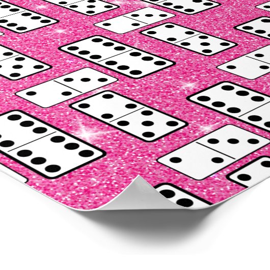 Domino Pieces Dominoes Board Game Pink Glitter Poster (Hoek)