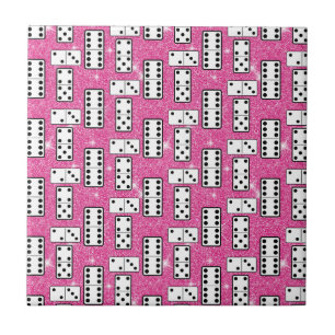 Domino Pieces Dominoes Board Game Pink Glitter Tegeltje