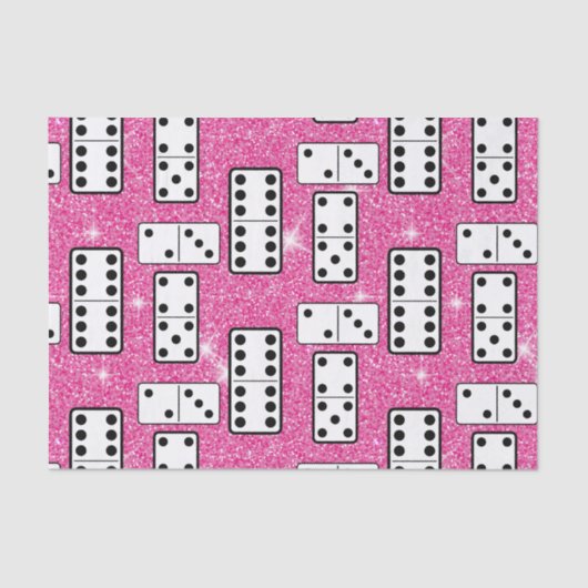 Domino Pieces Dominoes Board Game Pink Glitter Tissuepapier (Voorkant)