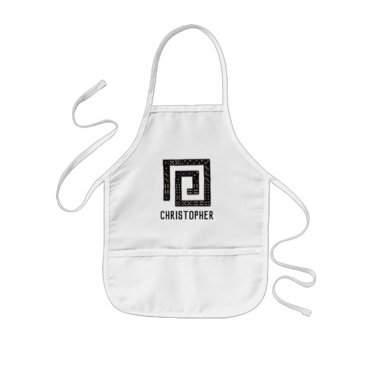 Domino Spiral Name Apron (Child) Kinder Schort (Voorkant)