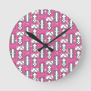 Domino Stenen Domino Bordspel Roze Glitters Ronde Klok