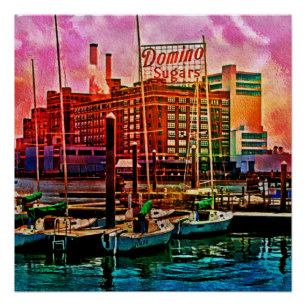 Domino Sugars at Dawn, Baltimore, Maryland Perfect Poster