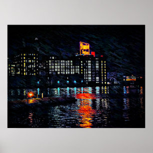 Domino Sugars 's nachts, Inner Harbor, Baltimore, Poster