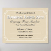 Dominoes Competition Certificate Poster (Voorkant)