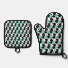 Dominoes Design Oven Mitt & Pothouder Set