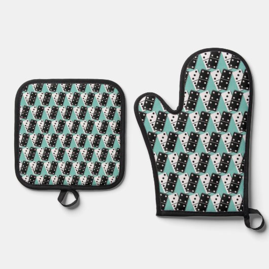 Dominoes Design Oven Mitt & Pothouder Set (Voorkant)