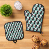 Dominoes Design Oven Mitt & Pothouder Set (Top down)