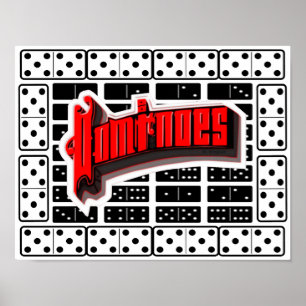 Dominoes Gaming Typography Decor Poster