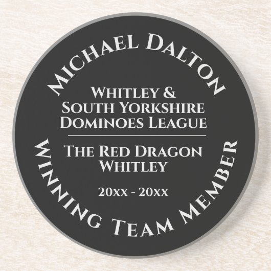 Dominoes League Trophy Sandstone Onderzetter (Voorkant)