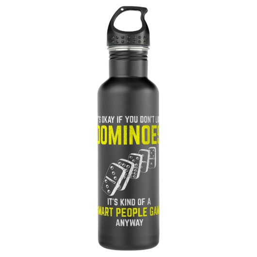 Dominoes Speler Slimme Mensen Sport Grappige Tafel Waterfles (Voorkant)