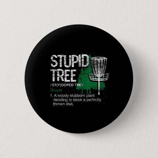 Domme Boomdefinitie Funny Athlete Discgolf Ronde Button 5,7 Cm (Voorkant)