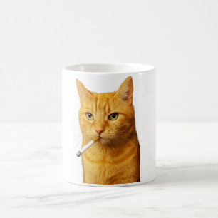 Domme Coole Grappige Kat Meme Rokkende Kat sigaret Koffiemok