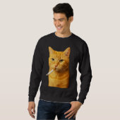 Domme Coole Grappige Kat Meme Rokkende Kat sigaret Trui (Voorkant volledig)