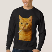 Domme Coole Grappige Kat Meme Rokkende Kat sigaret Trui (Voorkant)