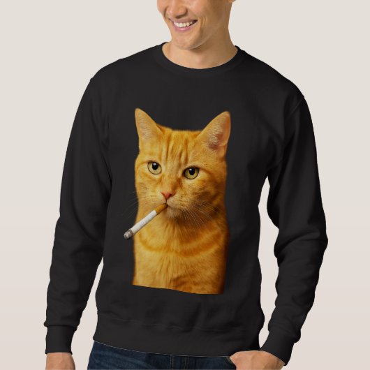 Domme Coole Grappige Kat Meme Rokkende Kat sigaret Trui (Voorkant)