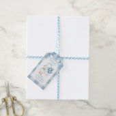 Domme Gans 1e Verjaardag Blauwe Gingham Boog Cadeaulabel (Met Touw)
