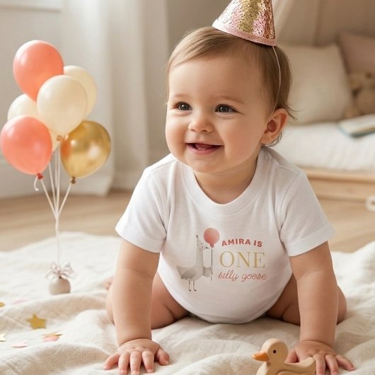 Domme Gans 1e Verjaardagsshirt Persoonlijk Baby