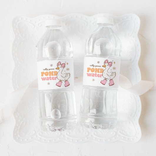 Domme Gans Vijver Waterfles Etiket