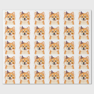 Domme Shiba Inu Halloween Pompoen Cadeaupapier