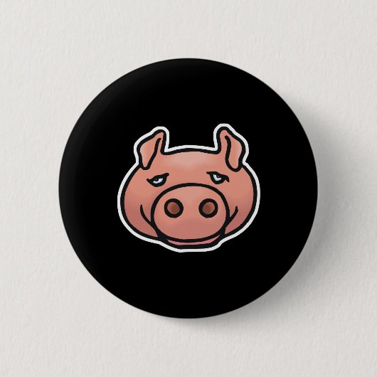 domme varkenskop ronde button 5,7 cm (Voorkant)