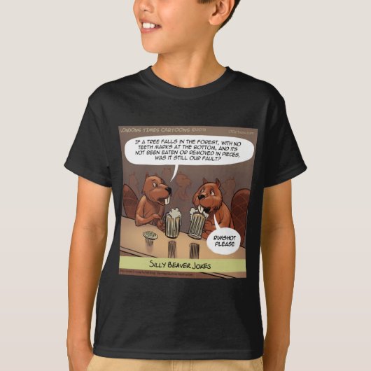 Dommige bevergrappen Grappige cartoon T-shirt (Voorkant)