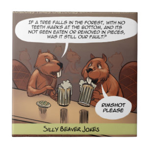 Dommige bevergrappen Grappige cartoon Tegeltje