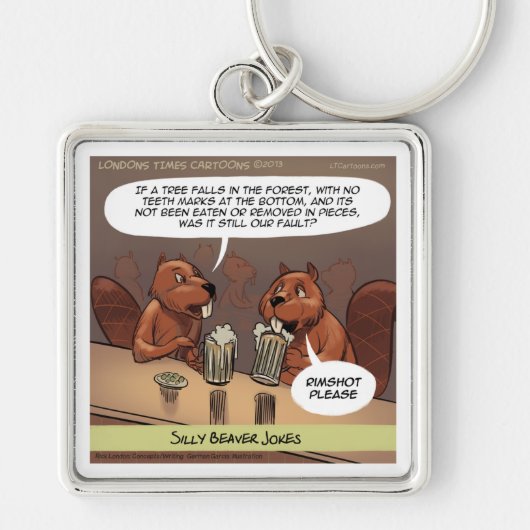 Dommige bevergrappen Leuke cartoon Sleutelhanger (Voorkant)