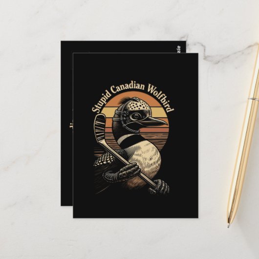 Dommige Canadese Wolf Vogel Briefkaart (Voorkant / Achterkant in situ)