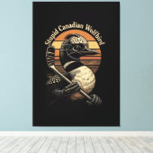Dommige Canadese Wolf Vogel Canvas Afdruk (Insitu (Houten vloer))